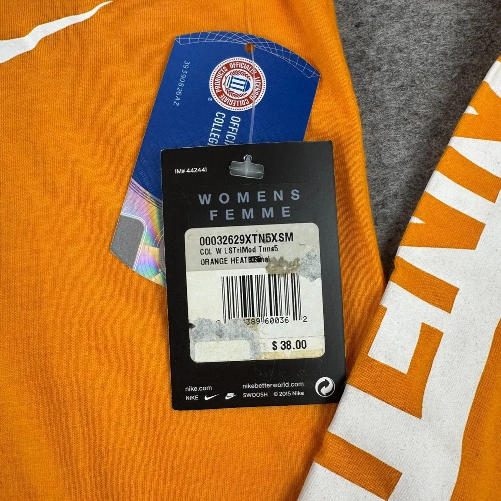 Nike Tennessee Volunteers Vols T-Shirt Athletic Cut Long Sleeve Orange Womens XS